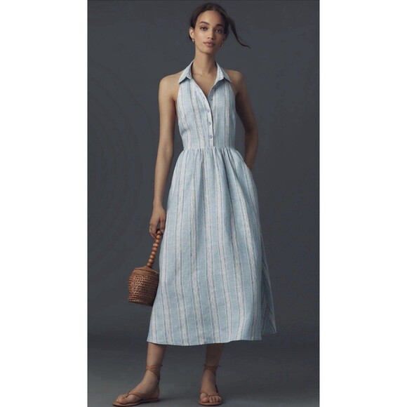 reformation tace linen midi shirt dress Reformation Tace Linen Dress